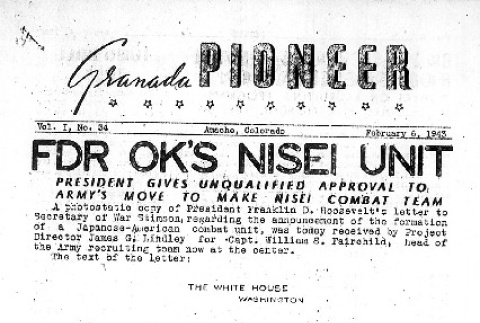 Granada Pioneer Vol. I No. 34 (February 6, 1943) (ddr-densho-147-35)