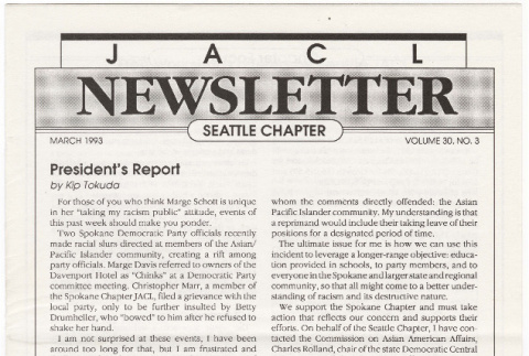 Seattle Chapter, JACL Reporter, Vol. 30, No. 3, March 1993 (ddr-sjacl-1-409)