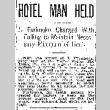 Hotel Man Held. J. Furimoko Charged With Failing to Maintain Necessary Minimum of Heat. (November 5, 1919) (ddr-densho-56-341)