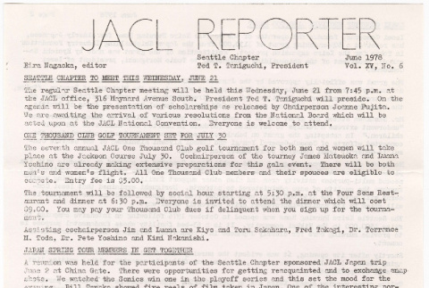 Seattle Chapter, JACL Reporter, Vol. XV, No. 6, June 1978 (ddr-sjacl-1-213)