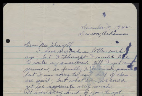 Letter from Minnie Umeda to Mrs. Margaret Waegell, December 10, 1942 (ddr-csujad-55-65)