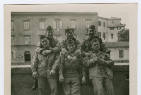 Soldiers posed in front of canal (ddr-densho-368-85)
