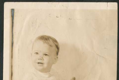Baby with stuffed bunny (ddr-densho-316-311)
