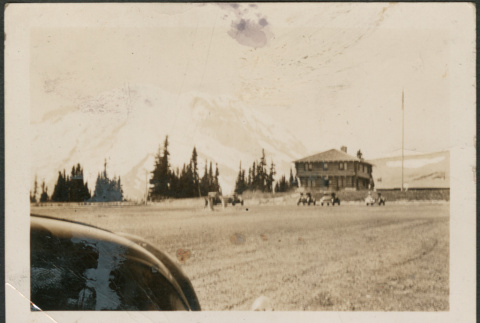 Lodge with mountain in background (ddr-densho-316-86)