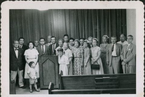 Group posing in church (ddr-densho-293-198)