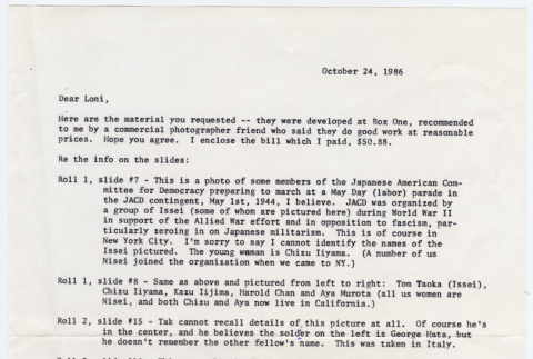 Letter documenting slides (ddr-densho-1007-507)