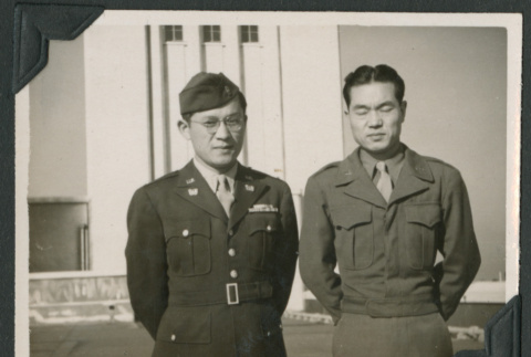 Servicemen pose at War Ministry Building (ddr-densho-397-131)