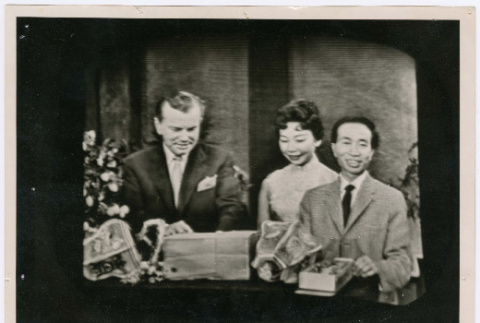 Mary Mon Toy with Jack Paar and Stephen Chong (ddr-densho-367-197)