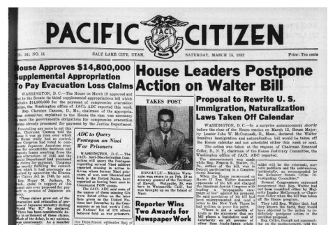 The Pacific Citizen, Vol. 34 No. 11 (March 15, 1952) (ddr-pc-24-11)