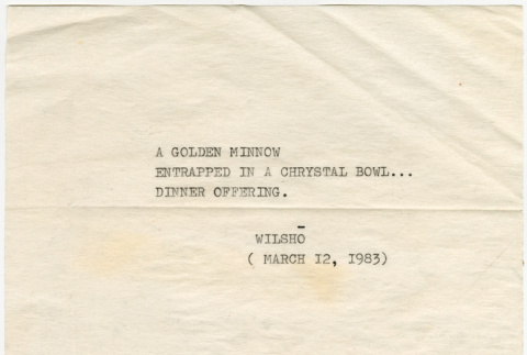 Note from Wilsho (Ruth Wilson) to Kaneji Domoto (ddr-densho-329-1058)