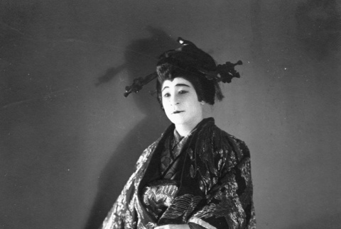 Fujitaro Kubota dressed as a Kabuki actor (ddr-densho-354-73)