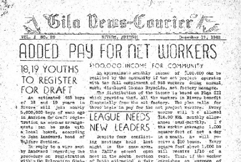 Gila News-Courier Vol. I No. 29 (December 17, 1942) (ddr-densho-141-29)