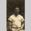 Setsuo Nakano, a tennis player posing with his racket (ddr-njpa-4-1264)