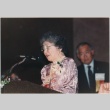Mary Tsukamoto speaking at the 1986 JACL National Convention kickoff dinner (ddr-densho-10-33)