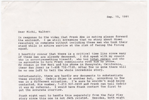 Letter to Michi and Walter Weglyn from Kiku Funabiki (ddr-densho-122-873)