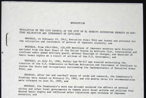 City of El Cerrito Resolution (ddr-chijacl-1-85)