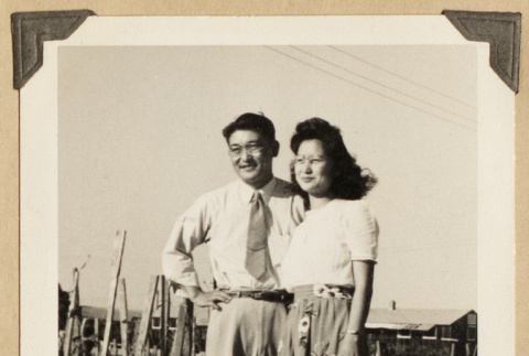 Mas and Chiyo beside a garden (ddr-densho-542-513)