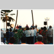 Taiko drummers at Hawaiian luau and show (ddr-densho-368-331)