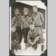 Five men outside camp building in snow. Joe Iwataki on far left (ddr-ajah-2-457)