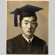 Portrait on Harry Miwa in graduation robe (ddr-densho-587-102)
