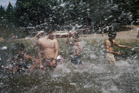 Campers having a water fight in the lake (ddr-densho-336-1587)