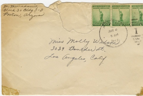Letter (with envelope) to Molly Wilson from Mary Murakami (June 2, 1942) (ddr-janm-1-30)