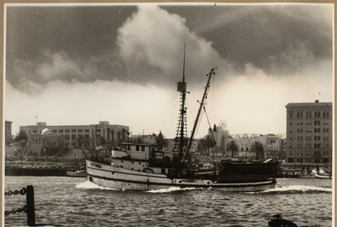 View of a boat from the ferry (ddr-densho-542-777)