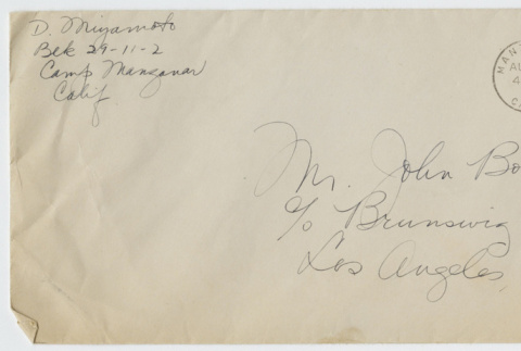 Envelope addressed to John Bonomi (ddr-janm-21-12)
