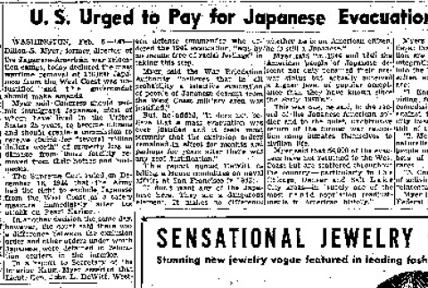 U.S. Urged to Pay for Japanese Evacuation Losses (February 6, 1947) (ddr-densho-56-1173)