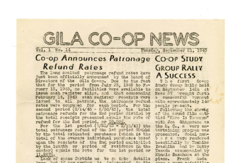 Gila co-op news, vol. 1, no. 14 (September 21, 1943) (ddr-csujad-42-177)