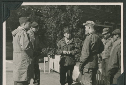Allied soldiers in front of Repatriation Center (ddr-densho-397-341)
