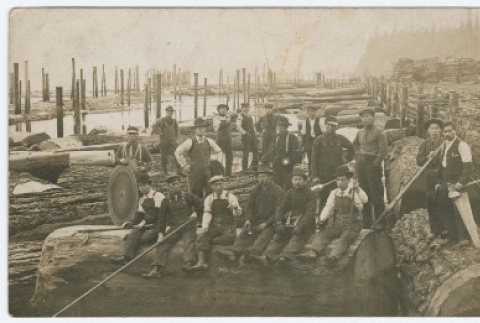 Postcard photograph of logging crew (ddr-densho-383-429)
