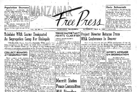 Manzanar Free Press Vol. III No. 61 (July 31, 1943) (ddr-densho-125-153)