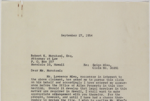 Letter from Oliver Ellis Stone to Robert Murakami (ddr-densho-437-43)