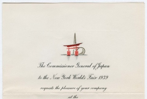 Invitation to Kaneji Domoto from the Commissioner General of Japan to attend the Formal Opening of the Japanese Pavilion at the New York World's Fair (ddr-densho-329-428)