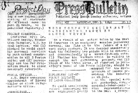 Poston Press Bulletin Vol. VII No. 17 (December 5, 1942) (ddr-densho-145-173)