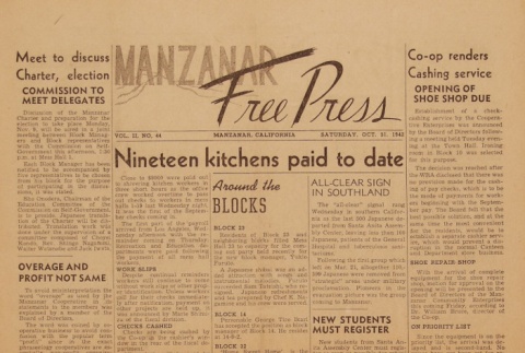 Manzanar Free Press Vol. II No. 44 (October 31, 1942) (ddr-densho-125-4)