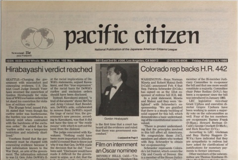 Pacific Citizen, Vol. 102, No. 6 (February 14, 1986) (ddr-pc-58-6)