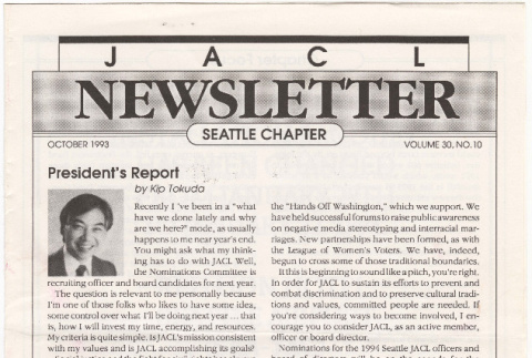 Seattle Chapter, JACL Reporter, Vol. 30, No. 10, October 1993 (ddr-sjacl-1-416)