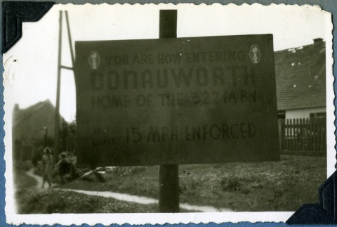 522nd Field Artillery Battalion sign in Donauworth (ddr-densho-22-74)