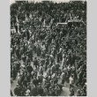 Aerial view of a large crowd gathered in the streets (ddr-densho-299-151)
