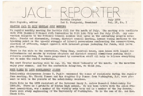 Seattle Chapter, JACL Reporter, Vol. XV, No. 7, July 1978 (ddr-sjacl-1-269)