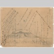 Pencil sketch of Abalone Hill with barracks and poetry (ddr-densho-350-13)