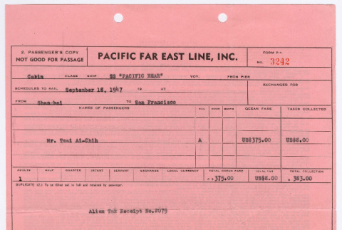 Pacific Far East Line, Inc. Form P-1 No. 3242 (ddr-densho-446-258)
