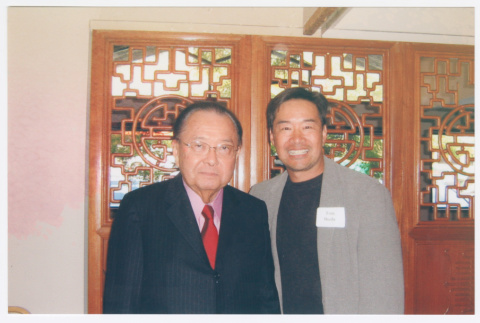 Tom Ikeda and Daniel Inouye at Humanities Washington (ddr-densho-506-28)