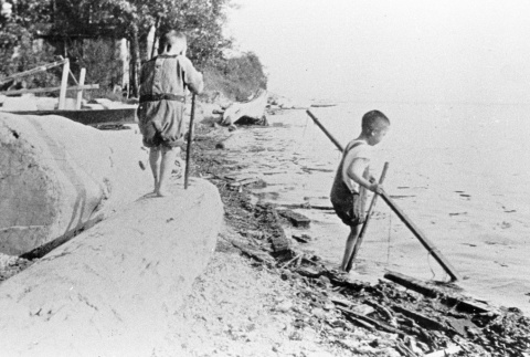 Children playing on a beach (ddr-densho-20-9)