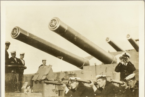 British sailors training with rifles on the HMS Hood (ddr-njpa-13-519)