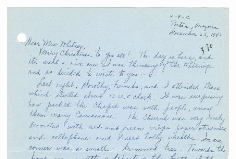 [ Letter to Mrs. Whitney from Louise Fukuda | December 25, 1942 ] (ddr-janm-22-94)