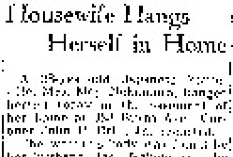Housewife Hangs Herself in Home (December 3, 1946) (ddr-densho-56-1169)