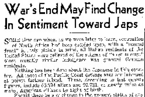 War's End May Find Change in Sentiment Toward Japs (December 30, 1942) (ddr-densho-56-874)